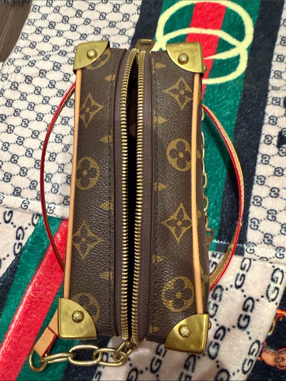 Low price Louis Vuitton Monogram Mini Trunk Crossbody in Brown and Gold - Picture 7 of 8